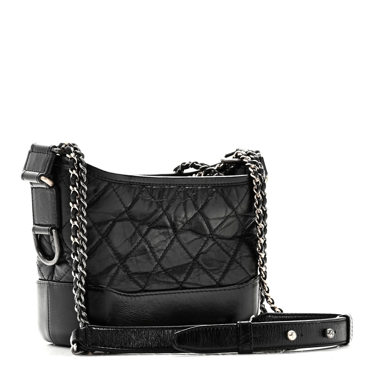 Aged Calfskin Quilted Small Gabrielle Hobo Black