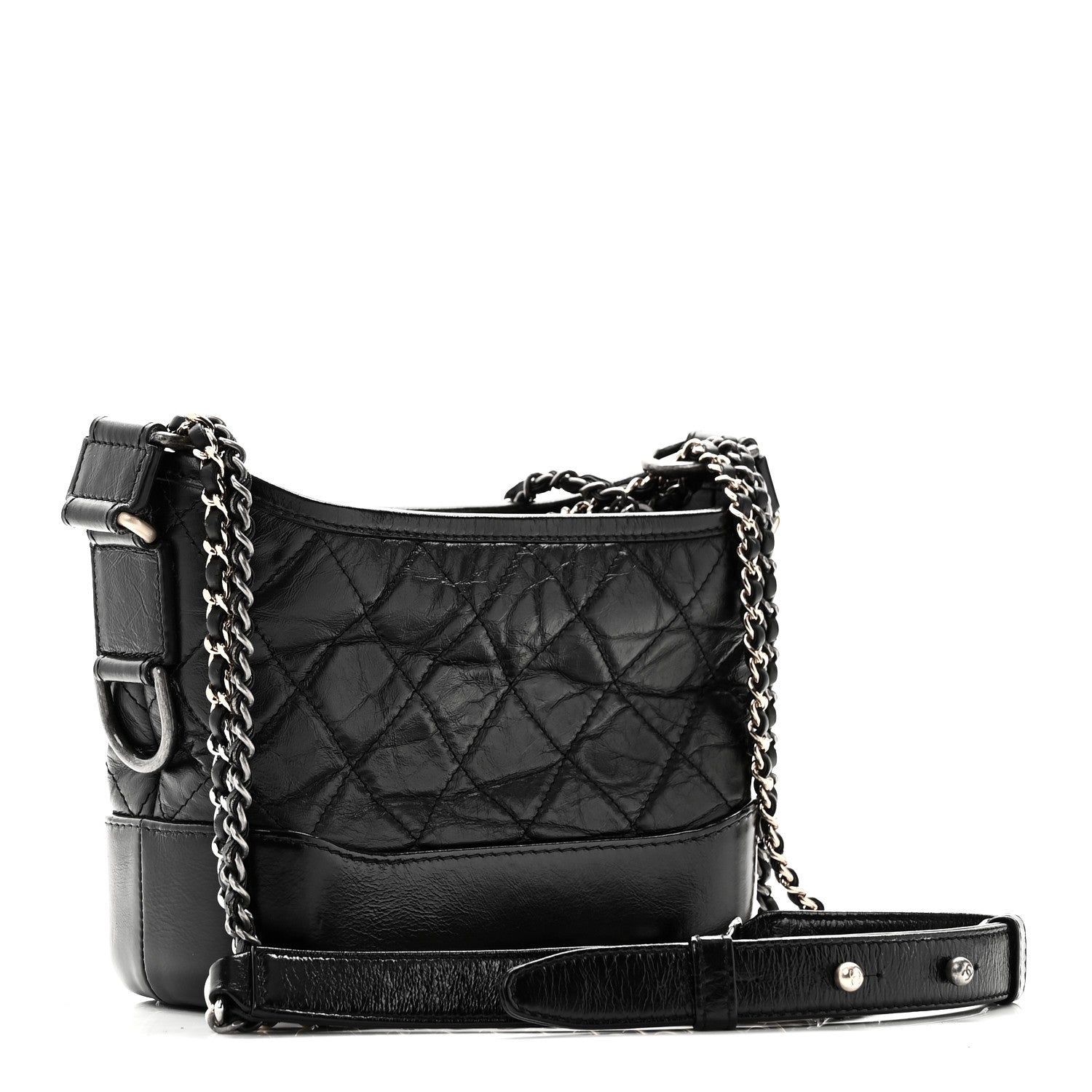 Chanel Aged Calfskin Quilted Small Gabrielle Hobo Black 3 of 10