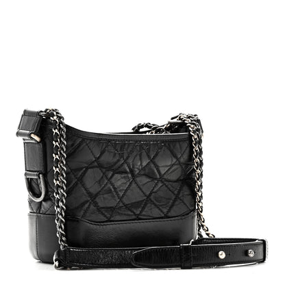 Chanel Aged Calfskin Quilted Small Gabrielle Hobo Black 3 of 10