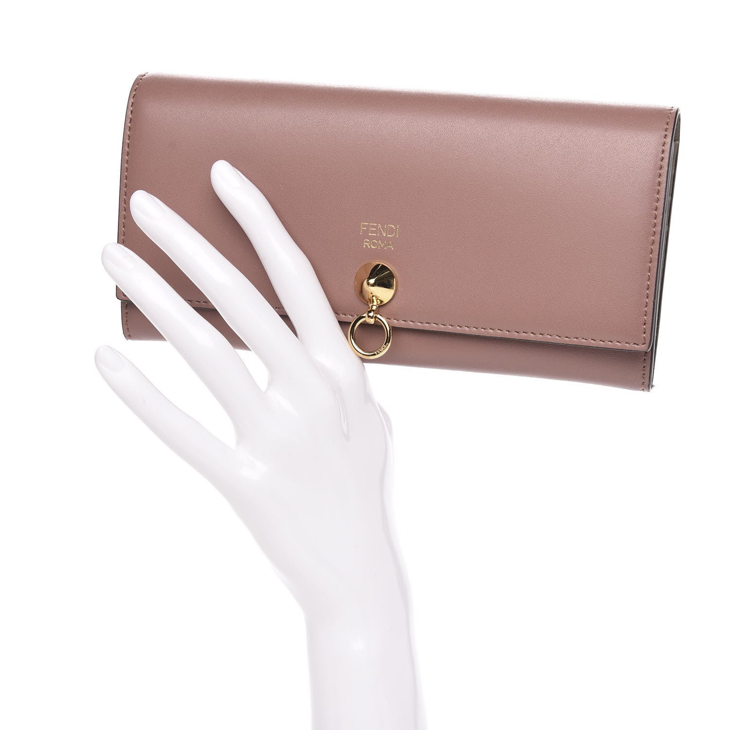 Fendi Vitello Liberty Vitello Century Bi-Color By The Way Continental Wallet English Rose Tortora 2 of 9