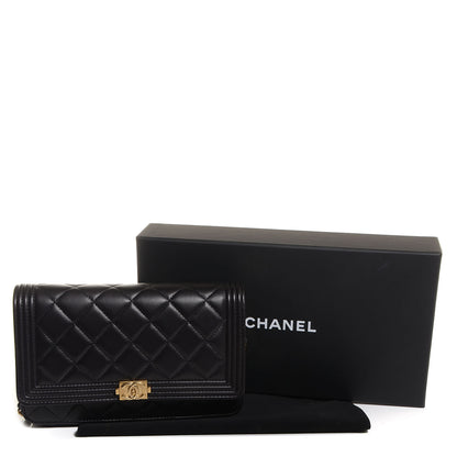 Chanel Lambskin Quilted Boy Wallet On Chain WOC Black 5 of 9