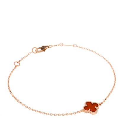 Van Cleef & Arpels 18K Rose Gold Carnelian Sweet Alhambra Bracelet 1 of 4