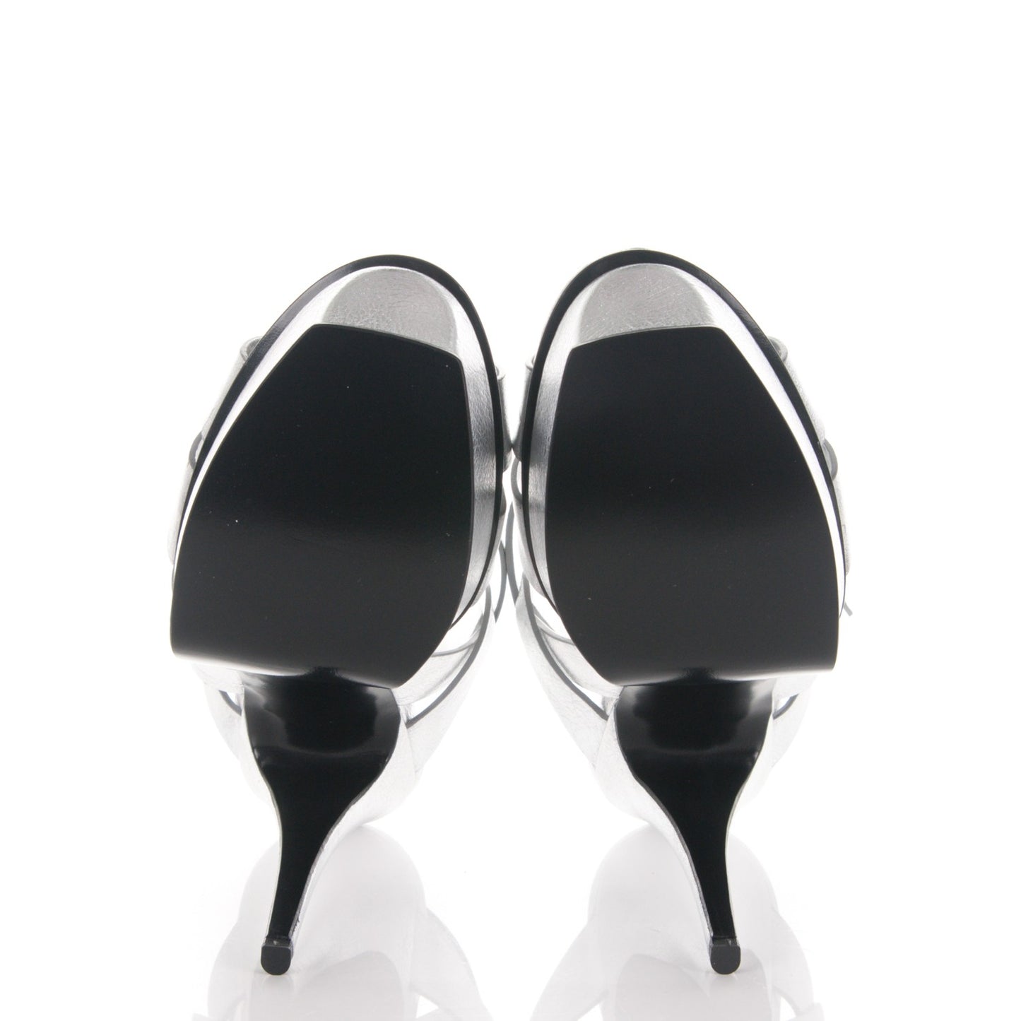 Metallic Calfskin Tribute 105 Platform Sandals 41 Argento