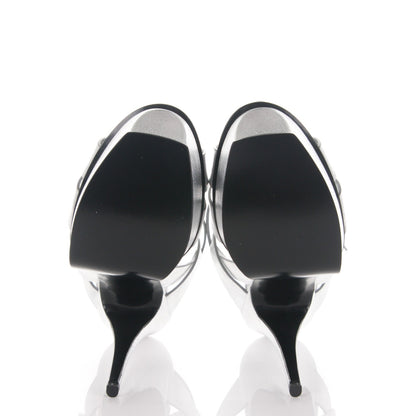 Saint Laurent Metallic Calfskin Tribute 105 Platform Sandals 41 Argento 4 of 8