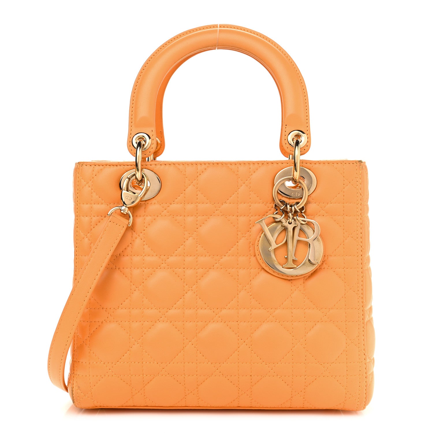 Christian Dior Lambskin Cannage Medium Lady Dior Orange 1 of 13