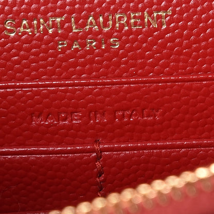 Saint Laurent Grain De Poudre Matelasse Chevron Monogram Envelope Chain Wallet New Red 7 of 9
