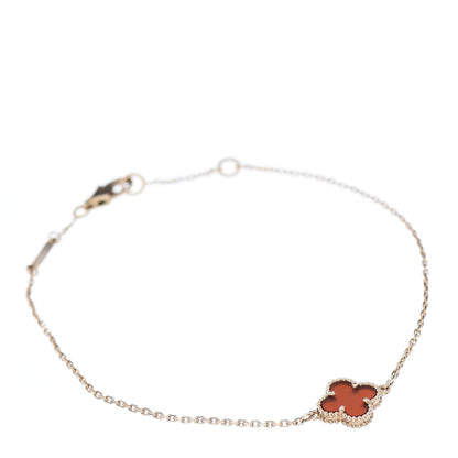 Van Cleef & Arpels 18K Rose Gold Carnelian Sweet Alhambra Bracelet 1 of 6
