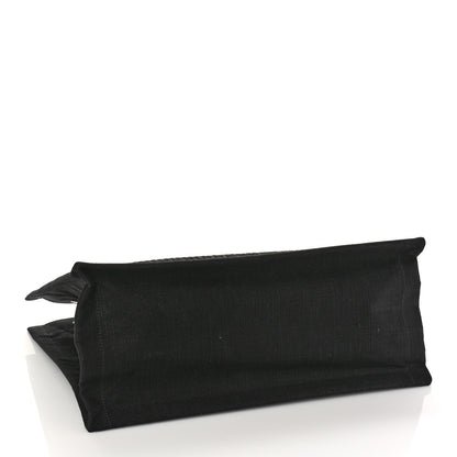 Saint Laurent Raffia Linen Calfskin Small Rive Gauche Tote Black 4 of 8