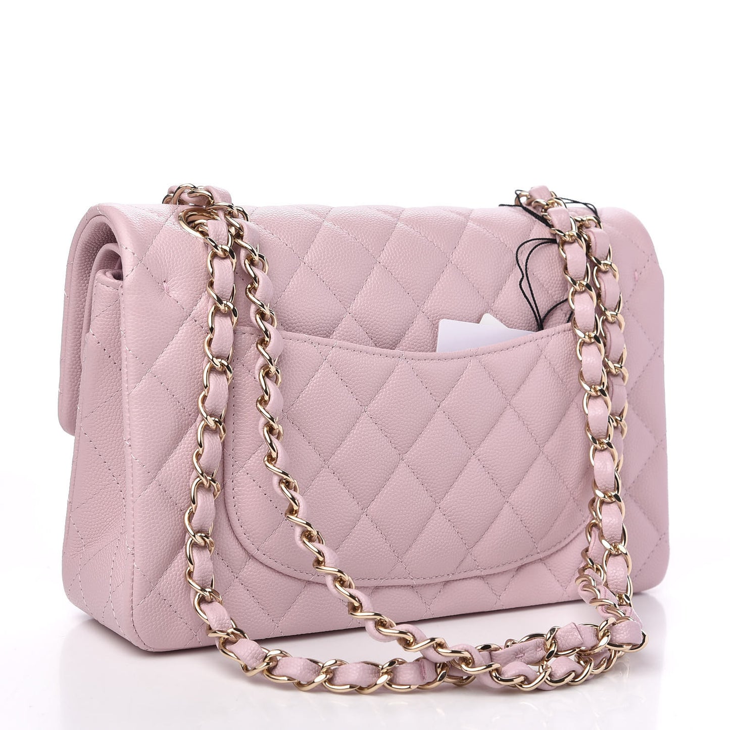 Caviar Quilted Small Double Flap Light Pink