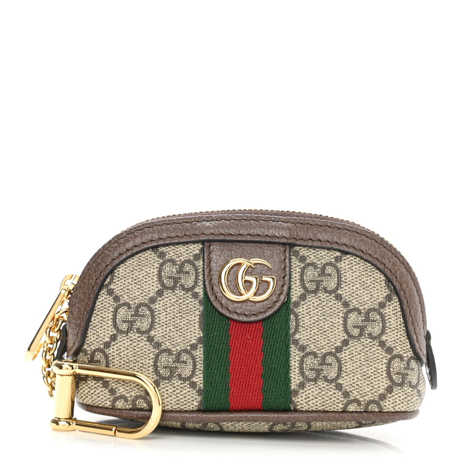Gucci GG Supreme Monogram Web Ophidia Dome Key Pouch Beige New Acero 1 of 7