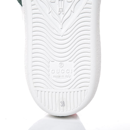 Gucci Calfskin Ayers Bee Embroidered Ace Sneakers 38 White Green 6 of 8