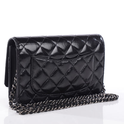 Chanel Distressed Patent Calfskin Quilted Reissue Wallet On Chain WOC Black 3 of 8