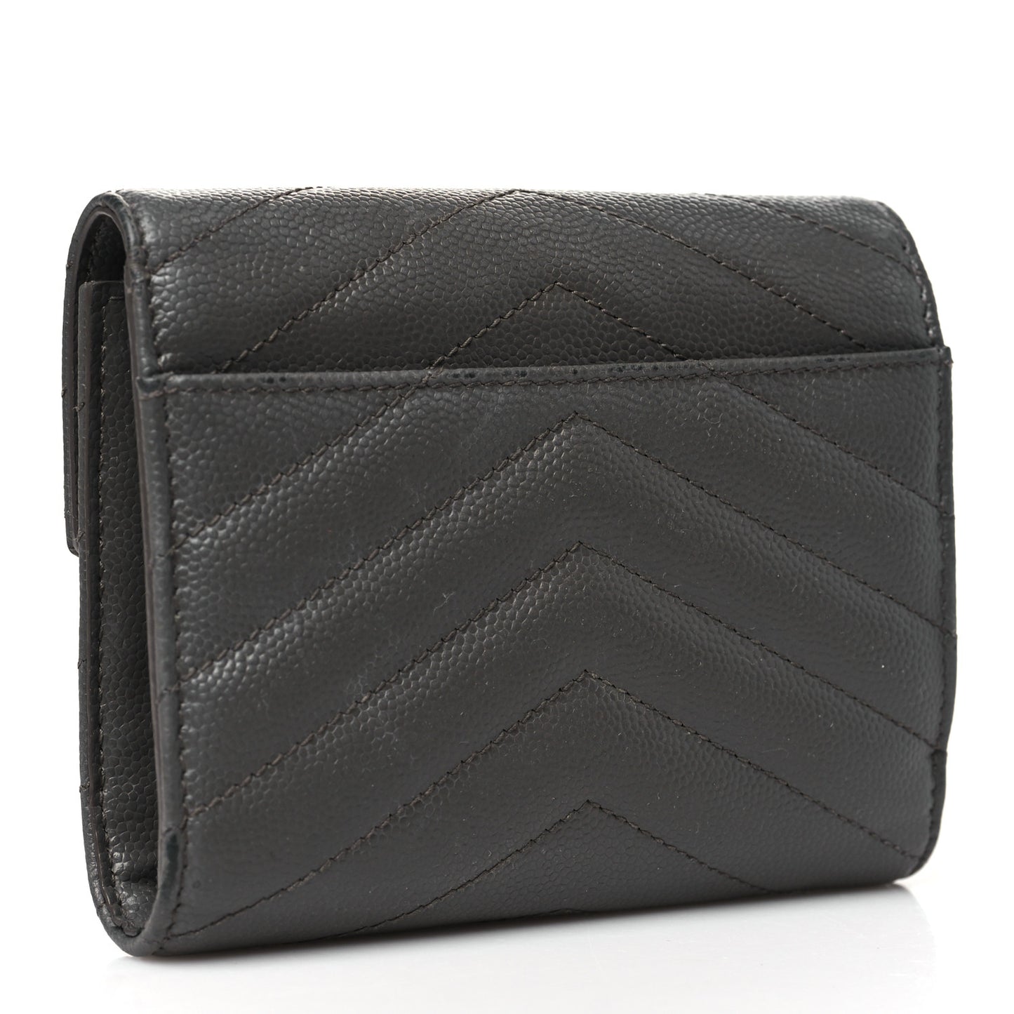 Grain De Poudre Matelasse Chevron Monogram Compact Tri Fold Wallet Earth