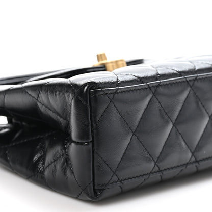 Chanel Shiny Aged Calfskin Quilted Nano Kelly Shopper Black 9 of 10