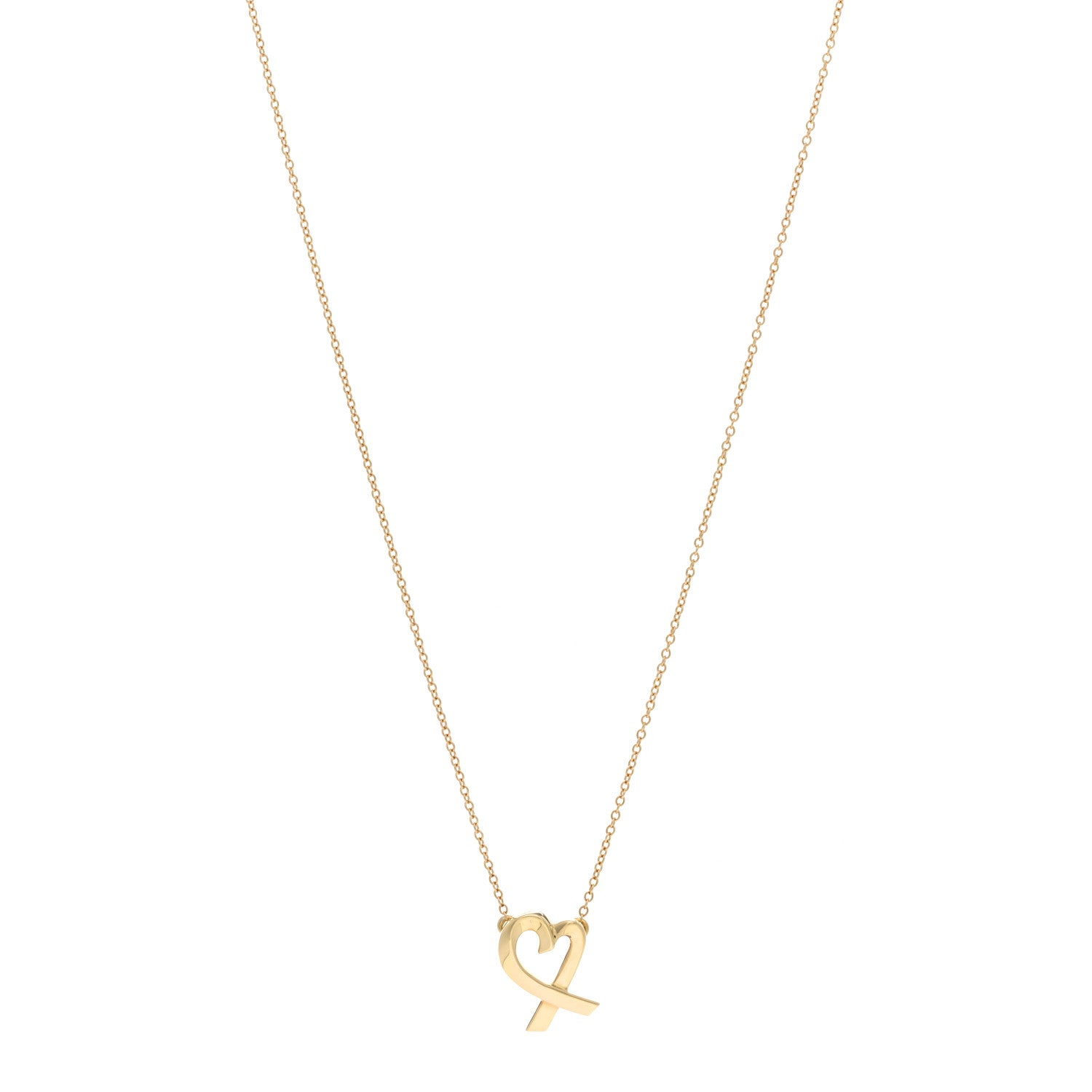 Tiffany 18K Yellow Gold Small Paloma Picasso Loving Heart Pendant Necklace 1 of 4