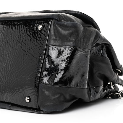 Chanel Lambskin Patent Calfskin Brooklyn Patchwork Accordion Flap Black 10 of 12