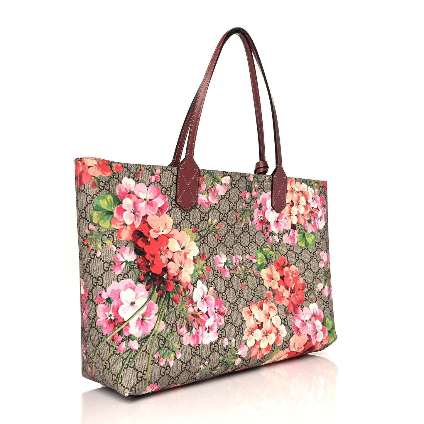 GG Supreme Monogram Blooms Medium Reversible Tote Beige Multicolor Dry Rose