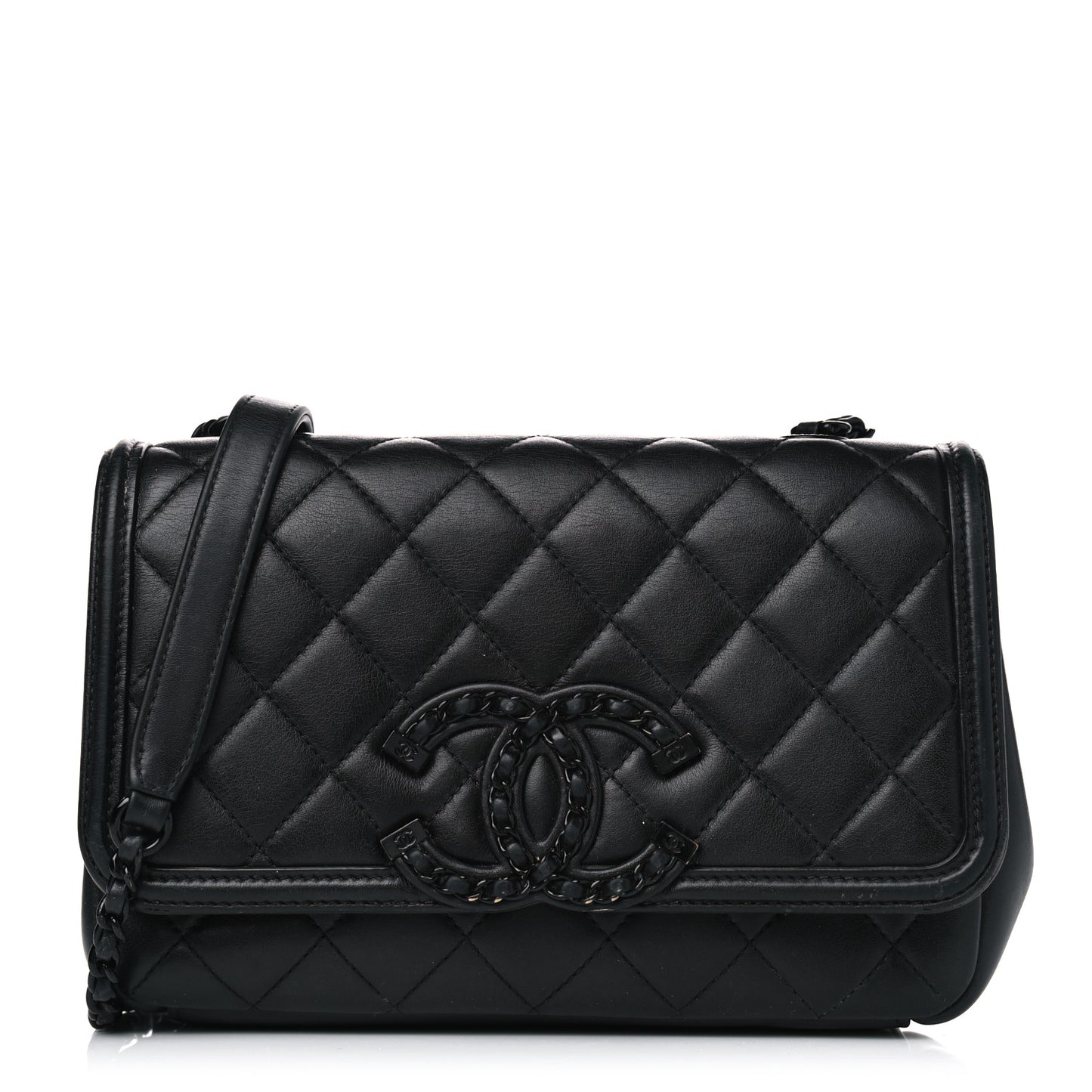 Lambskin Quilted Small CC Filigree Flap Black