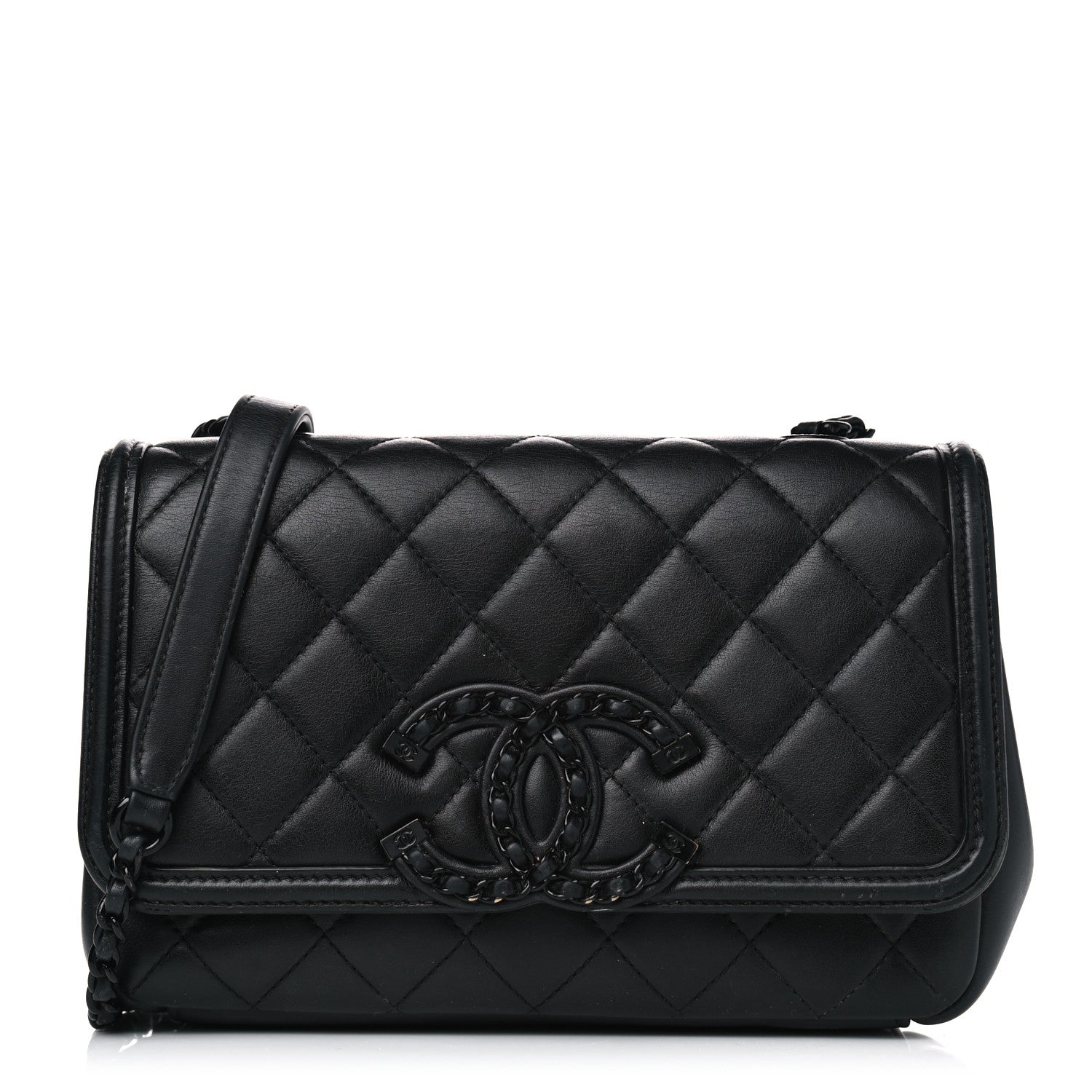 Chanel Lambskin Quilted Small CC Filigree Flap Black 1 of 4