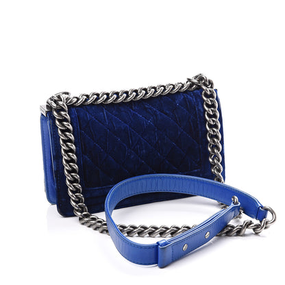 Chanel Velvet Quilted Small Boy Flap Blue 2 of 10