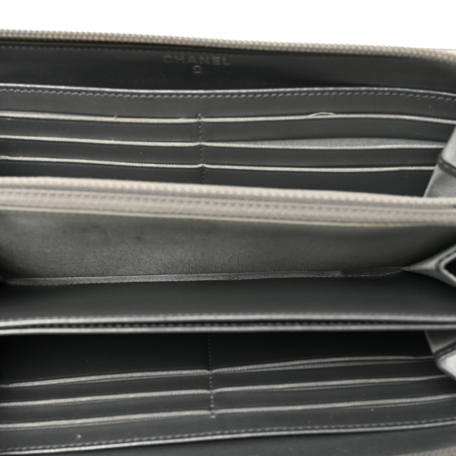Chanel Metallic Caviar Quilted Boy Zip Around Wallet Silver 4 of 10