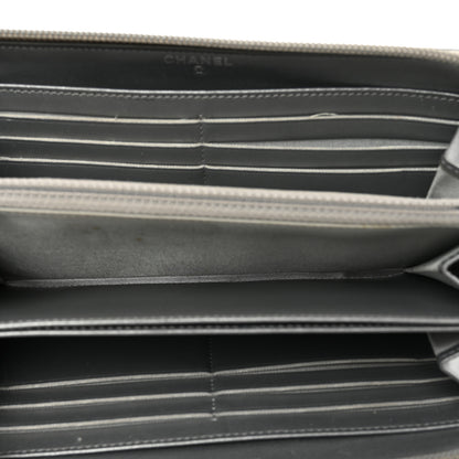 Chanel Metallic Caviar Quilted Boy Zip Around Wallet Silver 4 of 10