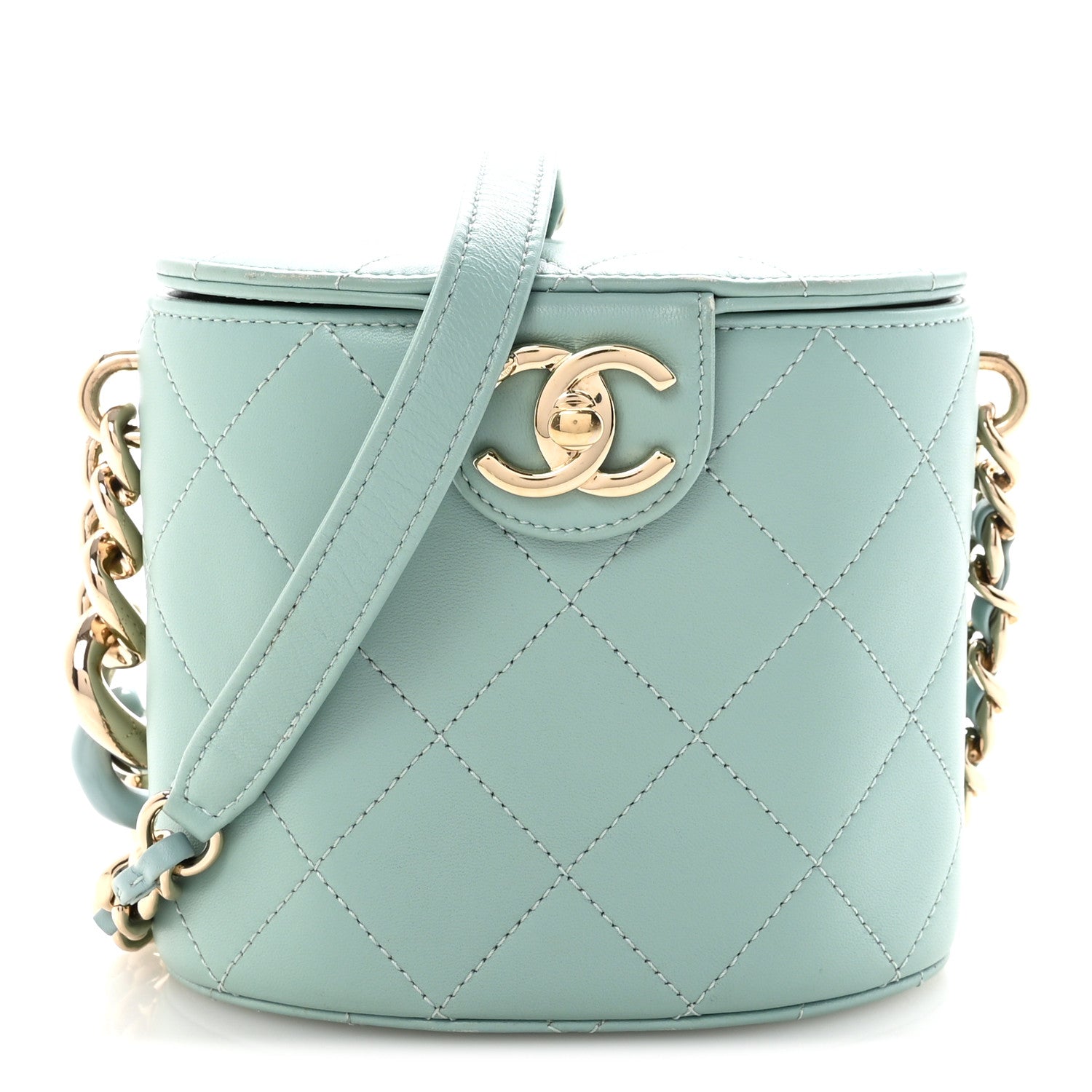 Chanel Lambskin Resin Elegant Chain Vanity Case Light Blue 1 of 10
