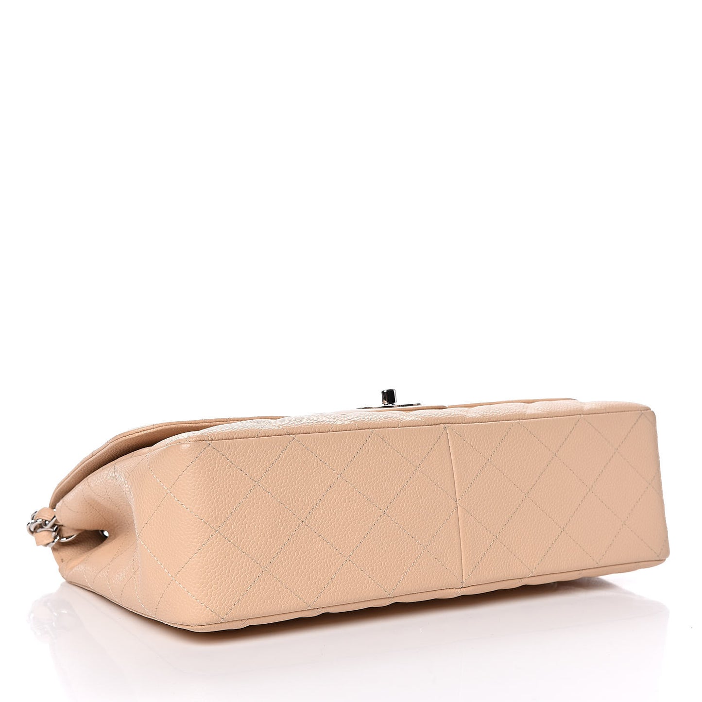 Caviar Quilted Jumbo Single Flap Beige Clair