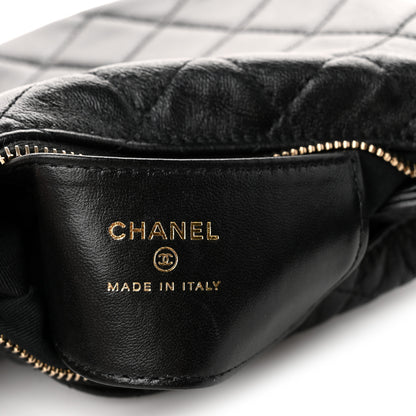 Chanel Lambskin Quilted Chain Around Pouch Hobo Black 5 of 9