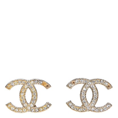 Chanel Crystal Timeless CC Earrings Gold 1 of 6