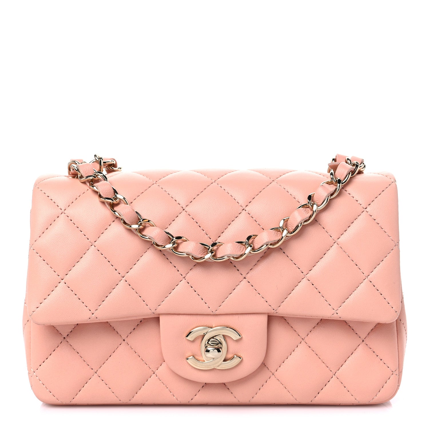 Chanel Lambskin Quilted Mini Rectangular Flap Light Pink 1 of 9