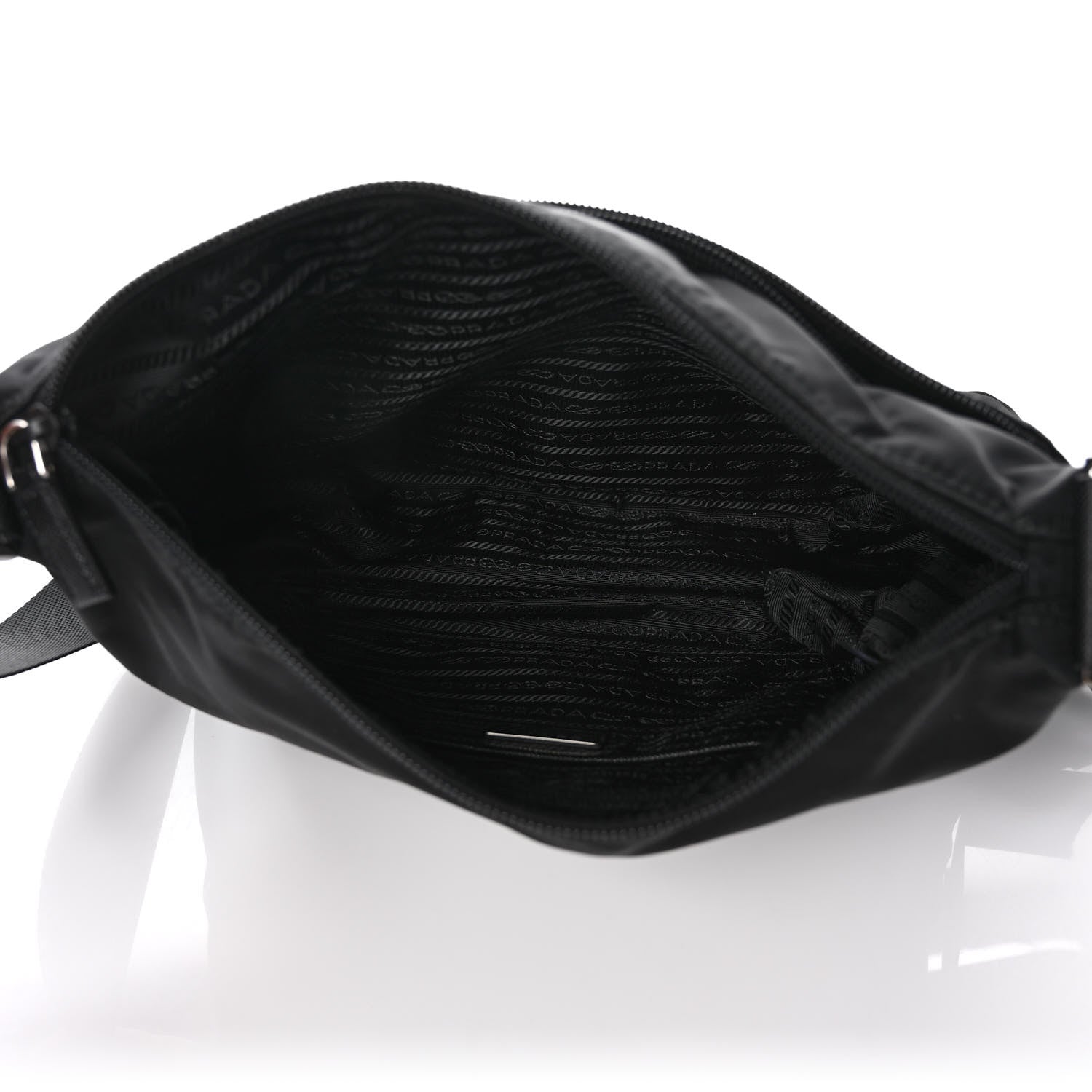 Prada Re-Nylon Vela Saffiano Pocket Double Zip Messenger Bag Black 4 of 9