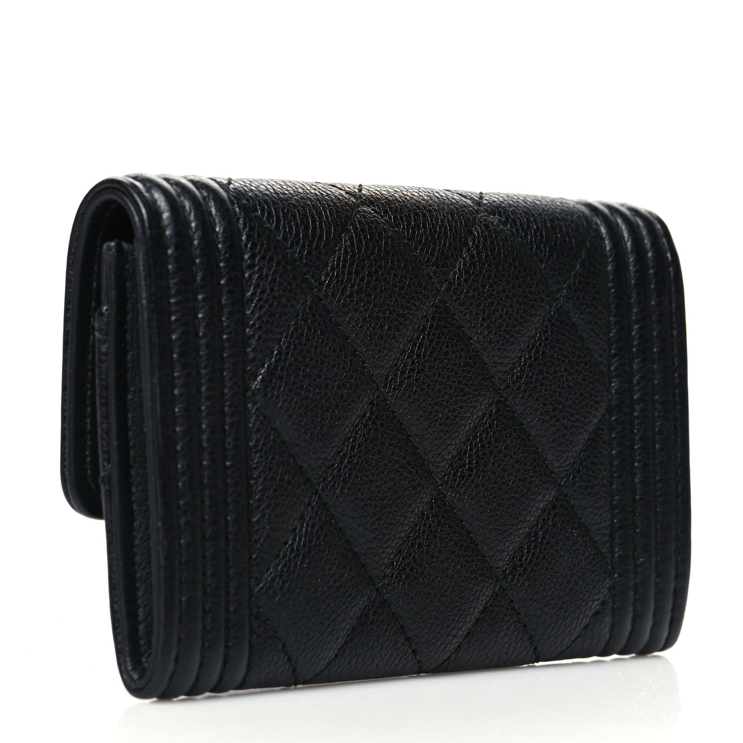 Caviar Quilted Boy Flap Card Holder Black