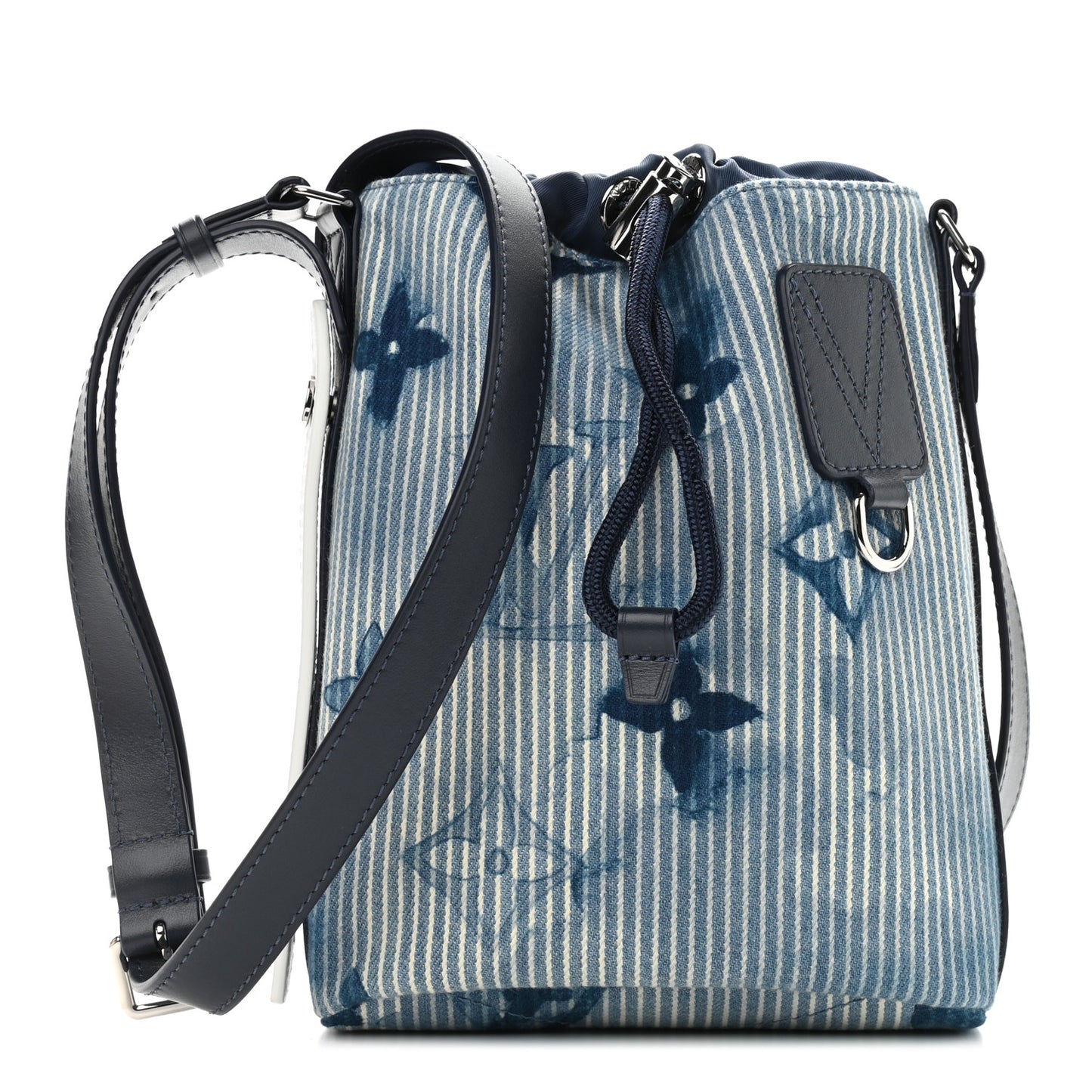Hickory Stripes Denim Monogram Watercolor Sac Marin BB Blue