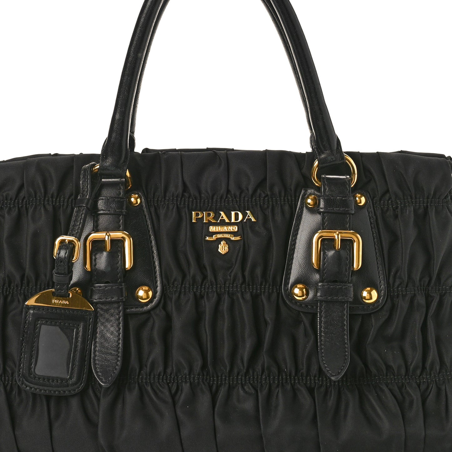Tessuto Nylon Gaufre Shopping Satchel Black