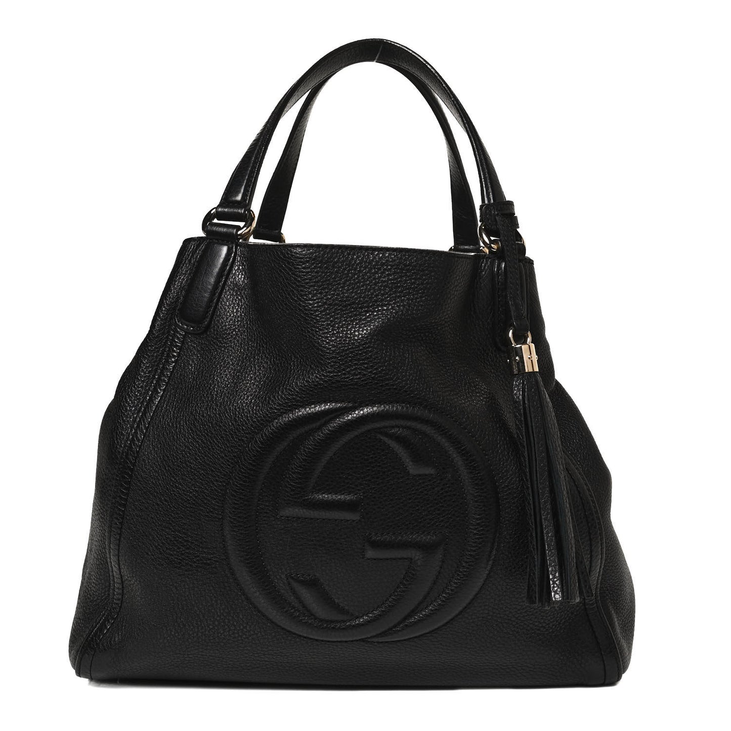 Pebbled Calfskin Medium Soho Shoulder Bag Black