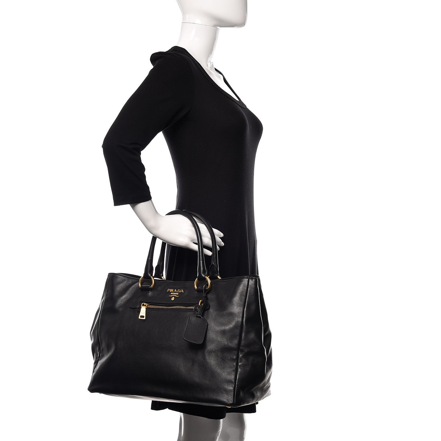 Prada Soft Calf Tote Black 2 of 11