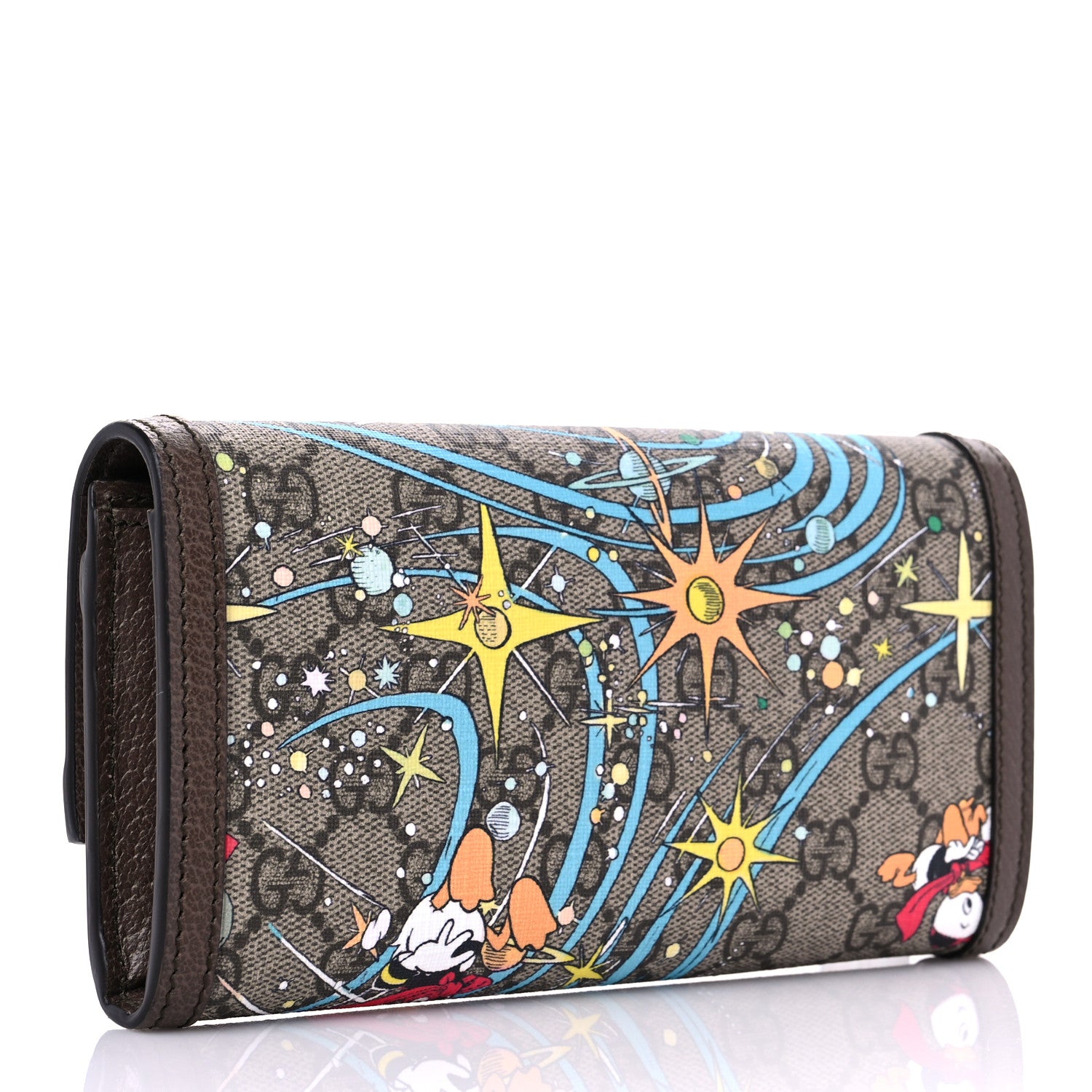 Gucci X DISNEY GG Supreme Monogram Donald Duck Interlocking G Continental Wallet Beige Multicolor New Acero 3 of 10