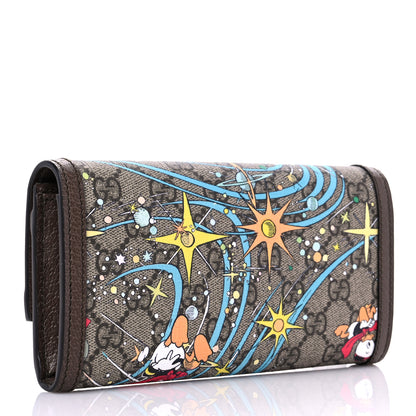 Gucci X DISNEY GG Supreme Monogram Donald Duck Interlocking G Continental Wallet Beige Multicolor New Acero 3 of 10