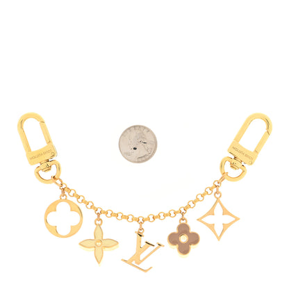 Louis Vuitton Brass Enamel Fleur De Monogram Bag Charm Chain Gold 2 of 3