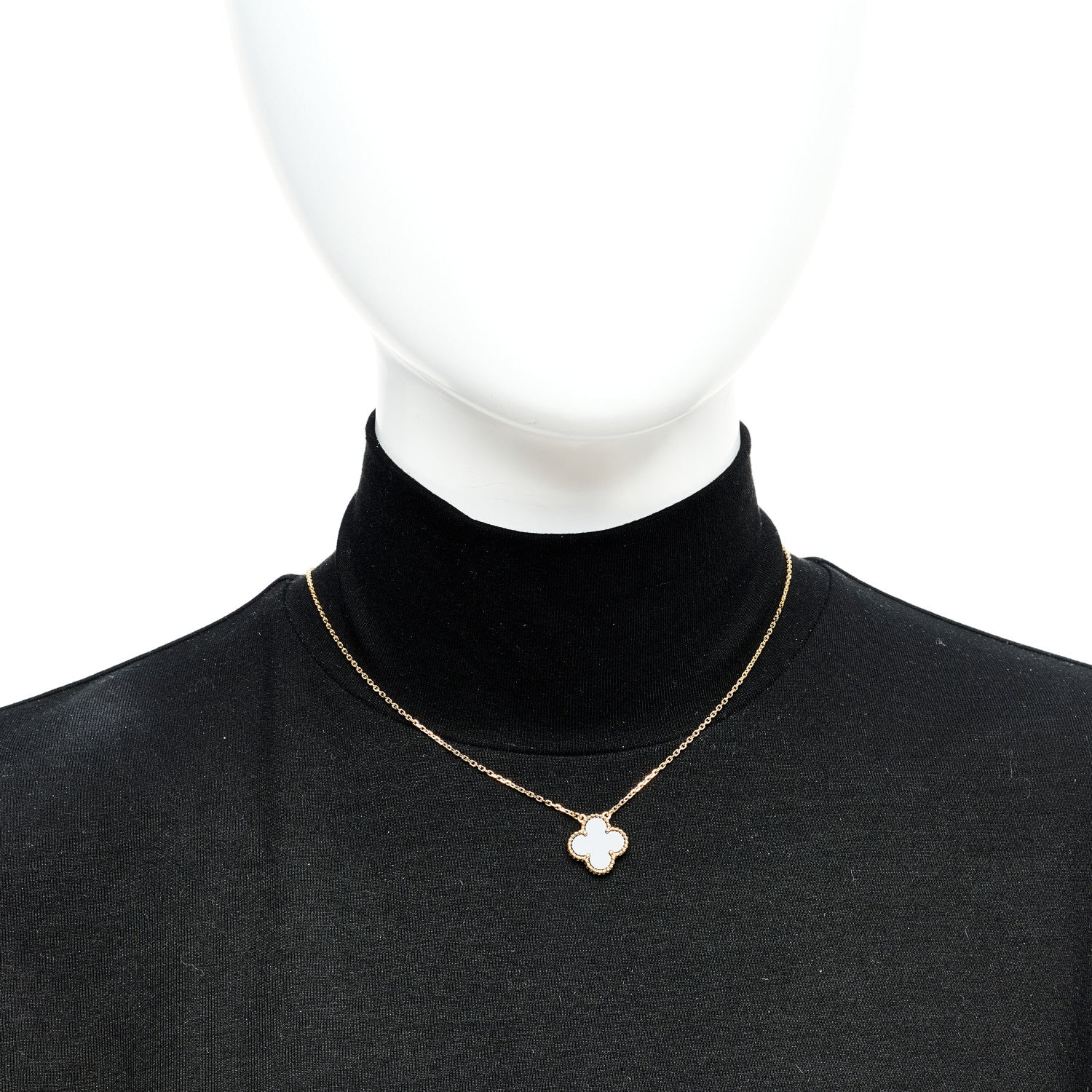 Van Cleef & Arpels 18K Yellow Gold Black Onyx Vintage Alhambra Pendant Necklace 2 of 5