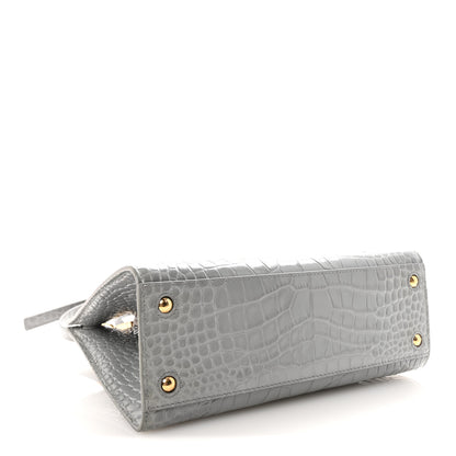 Burberry Crocodile Embossed Calfskin Mini Frances Tote Cloud Grey 4 of 9
