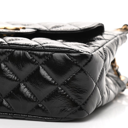 Chanel Shiny Crumpled Calfskin Quilted Small Wavy CC Hobo Black 10 of 11