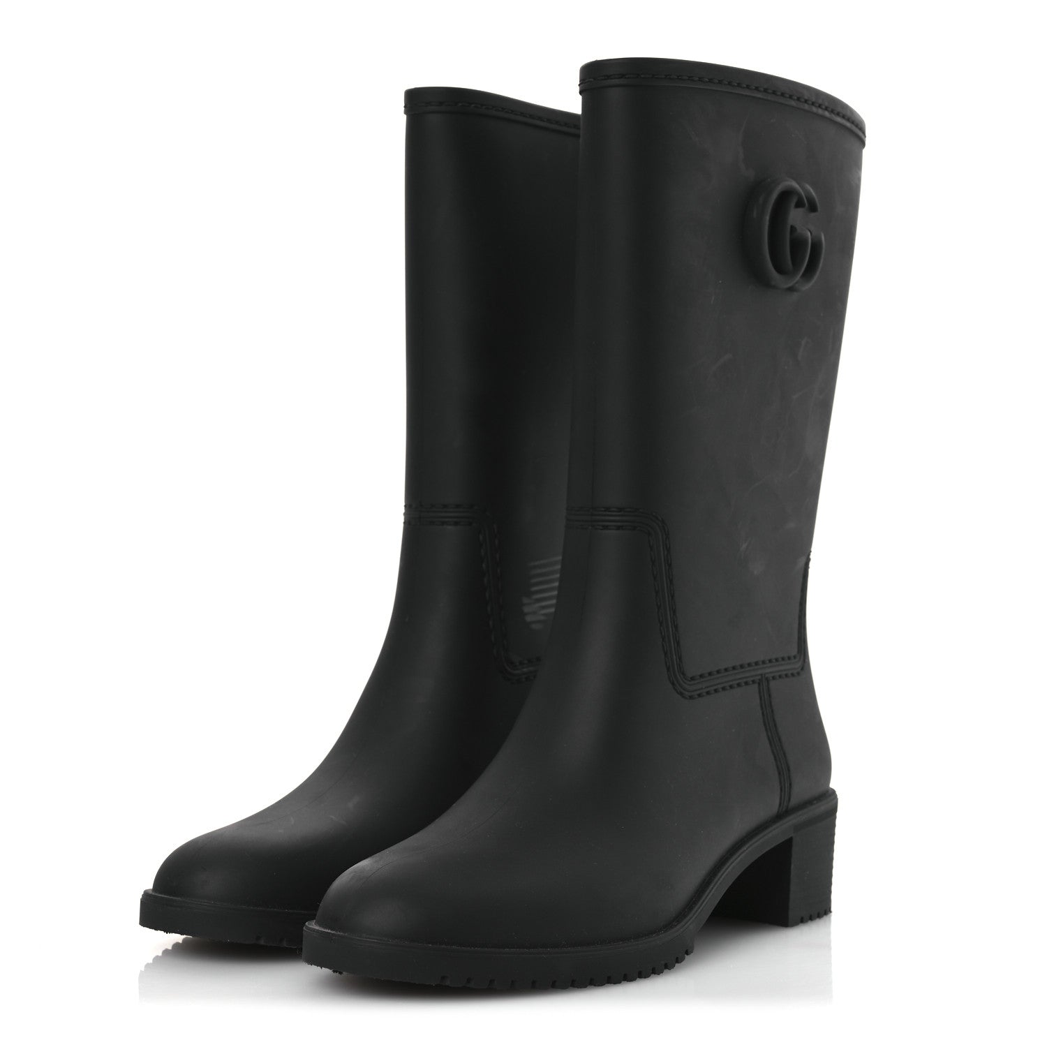 Gucci Rubber Double G Womens Rain Boots 40 Black 4 of 13