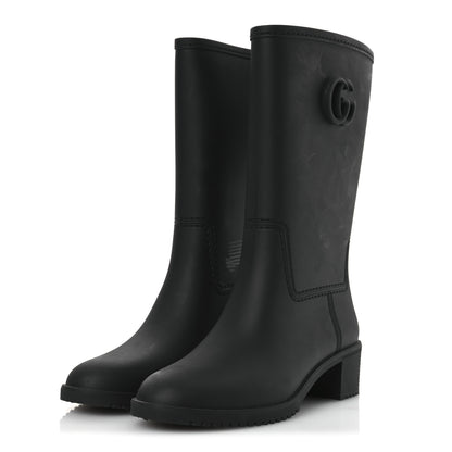 Gucci Rubber Double G Womens Rain Boots 40 Black 4 of 13