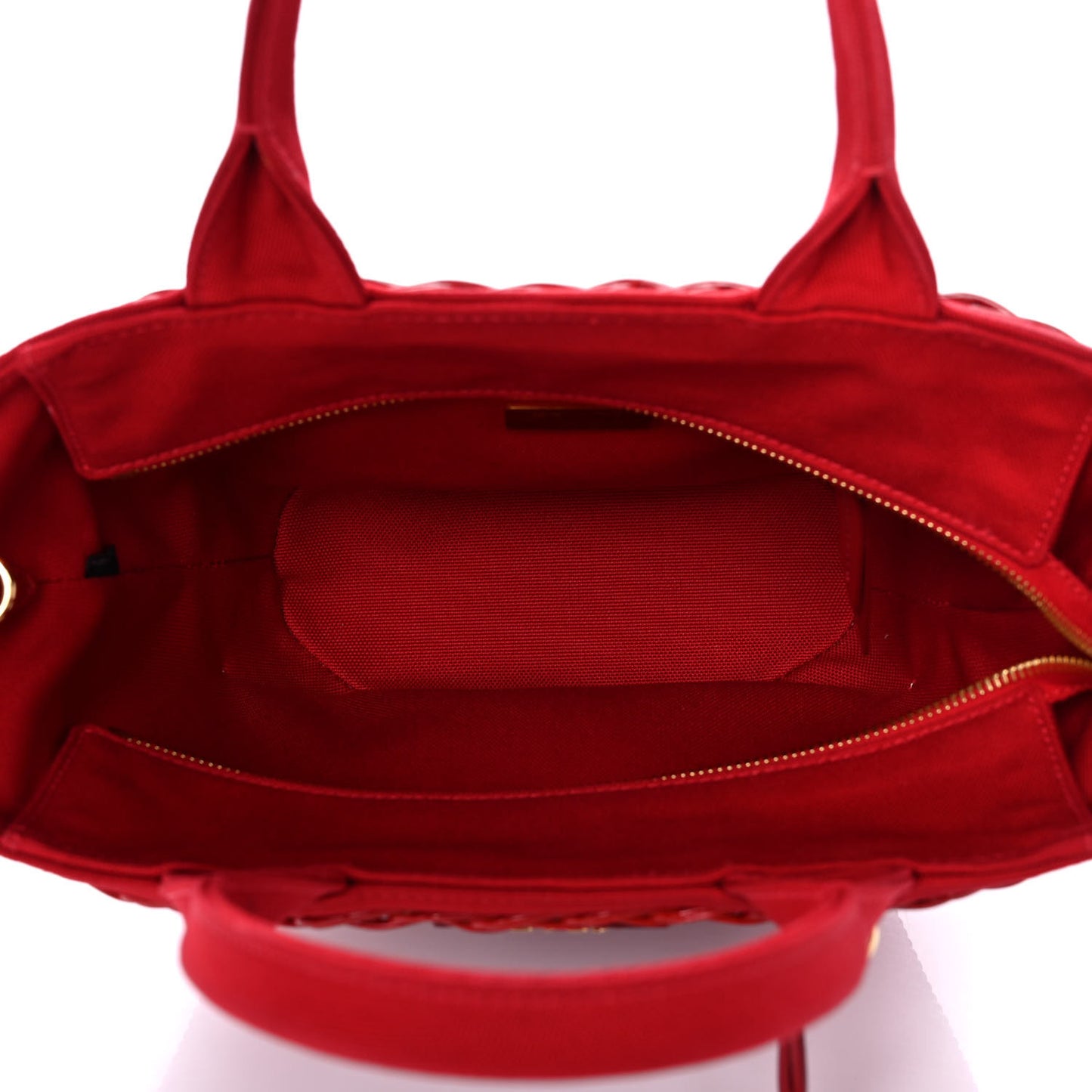 Wicker Canvas Shoulder Bag Rosso