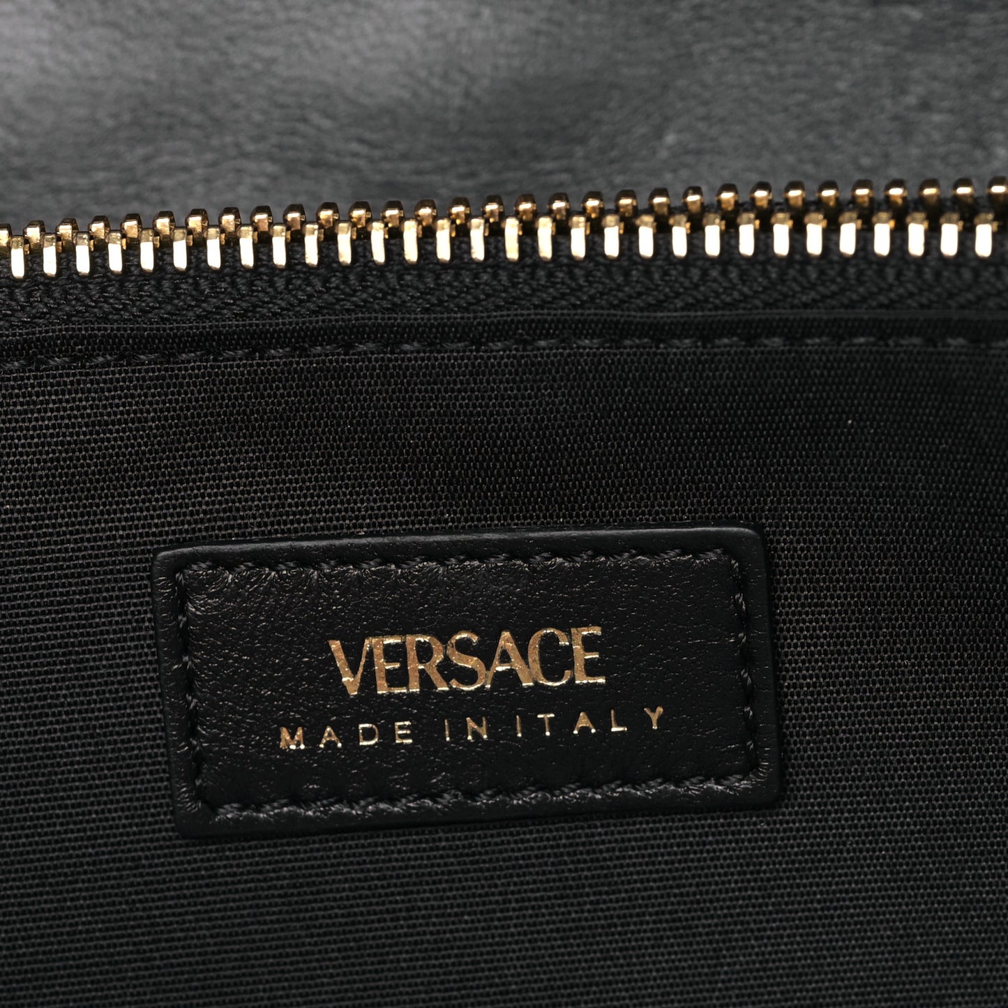 Lambskin Quilted Medusa Wallet on Chain Crossbody Black