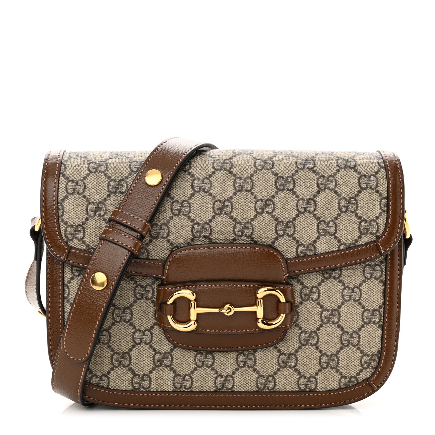 Gucci GG Supreme Monogram Horsebit 1955 Shoulder Bag Beige Brown Sugar 1 of 11