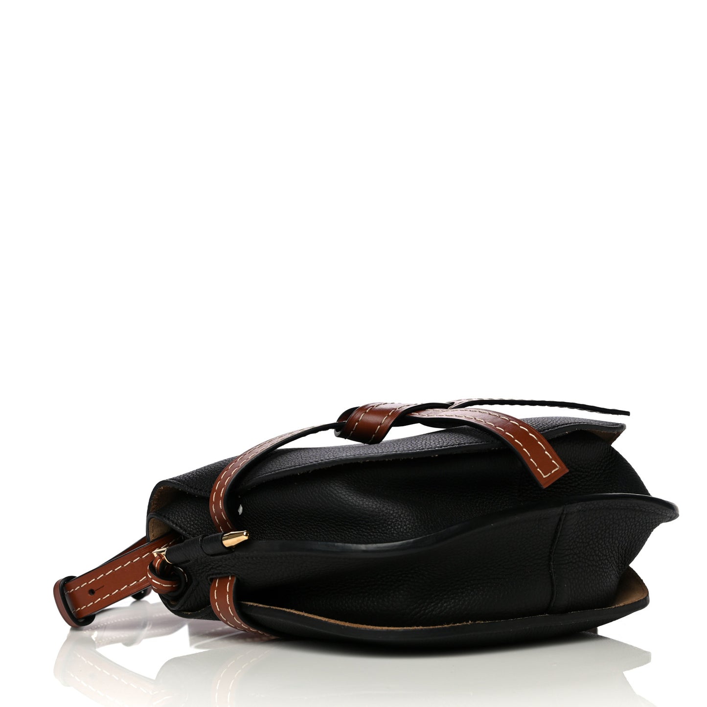 Grained Calfskin Small Gate Crossbody Bag Pecan Black