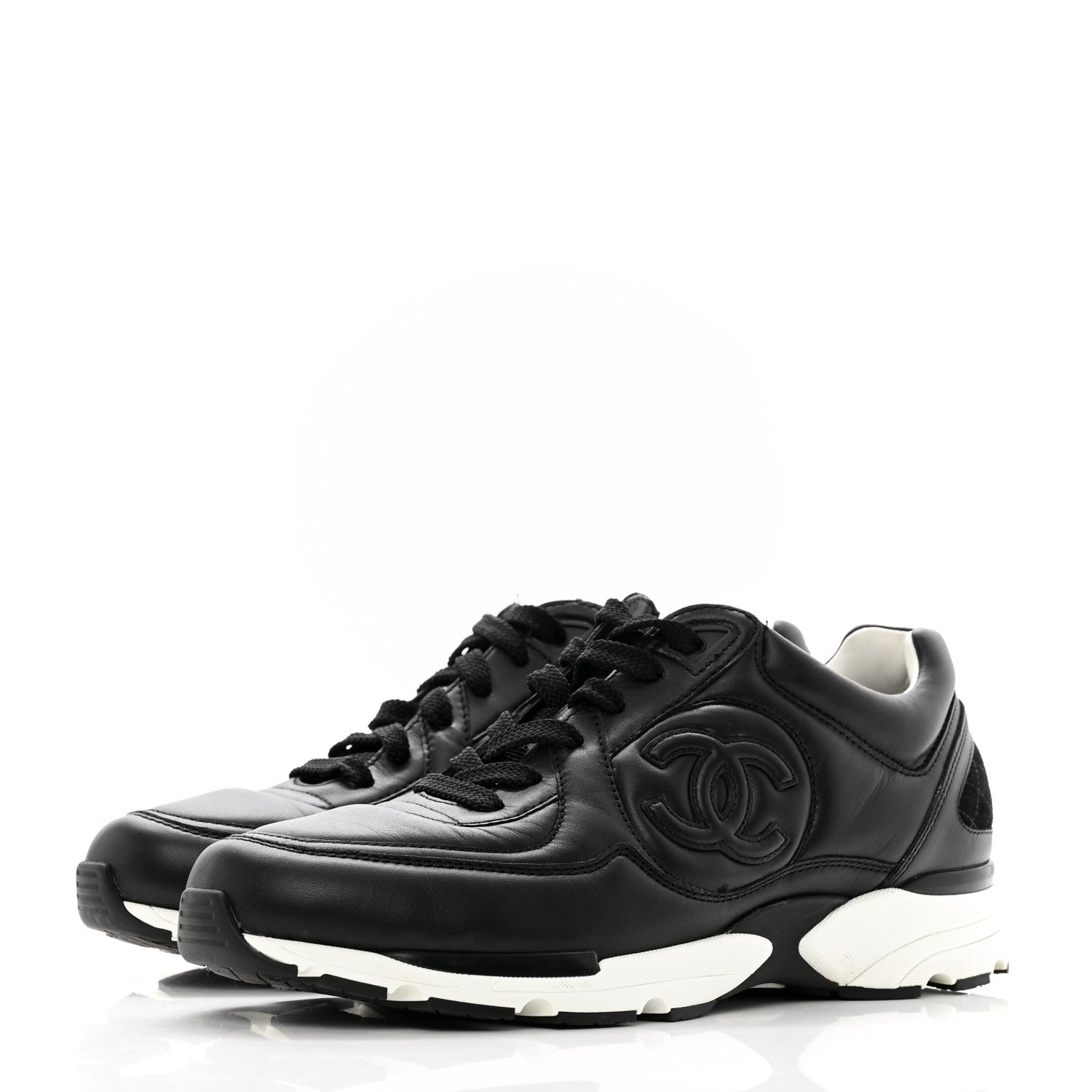 Chanel Calfskin CC Sneakers 40 Black 4 of 10